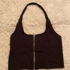 Tillys zip up halter top. black. size xs